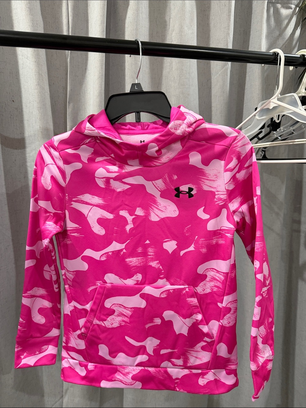 Under Armour Girls Hot Pink & Light Pink Camo Hooded Swim Top